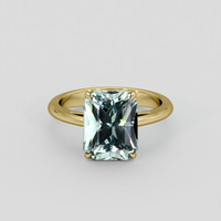 3.39 Ct. Bluish Green Aquamarine Ring, 14K Yellow Gold 1