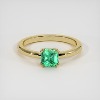 0.58 Ct. Emerald Ring, 18K Yellow Gold 1