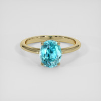 3.58 Ct. Greenish Blue Zircon Ring, 18K Yellow Gold 1
