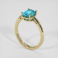 3.58 Ct. Greenish Blue Zircon Ring, 18K Yellow Gold 2