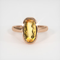 3.64 Ct. Orangish Yellow Precious Topaz Ring, 18K Rose Gold 1