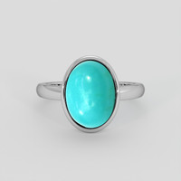 5.48 Ct. Greenish Blue Turquoise Ring, Silver 1