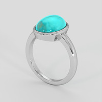5.48 Ct. Greenish Blue Turquoise Ring, Silver 2