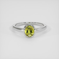 1.02 Ct. Greenish Yellow Sapphire Ring, 10K White Gold 1