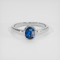 1.12 Ct. Blue Sapphire Ring, 18K White Gold 1