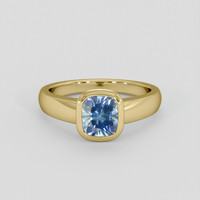 1.21 Ct. Greenish Blue Sapphire Ring, 14K Yellow Gold 1