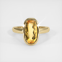3.64 Ct. Orangish Yellow Precious Topaz Ring, 14K Yellow Gold 1