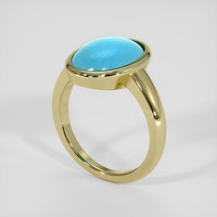 6.41 Ct. Greenish Blue Turquoise Ring, 14K Yellow Gold 2