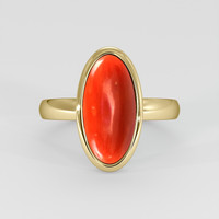 4.02 Ct. Red Coral Ring, 14K Yellow Gold 1