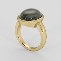 11.66 Ct. Black Moonstone Ring, 14K Yellow Gold 2