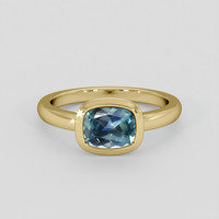 0.99 Ct. Greenish Blue Sapphire Ring, 14K Yellow Gold 1