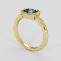 0.99 Ct. Greenish Blue Sapphire Ring, 14K Yellow Gold 2