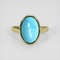 6.41 Ct. Greenish Blue Turquoise Ring, 18K Yellow Gold 1