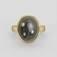 11.66 Ct. Black Moonstone Ring, 18K Yellow Gold 1