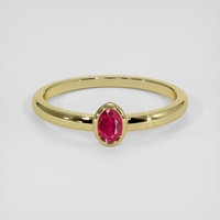 0.59 Ct. Pinkish Red Ruby Ring, 18K Yellow Gold 1