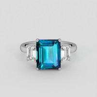 3.99 Ct. Greenish Blue Topaz Ring, Platinum 950 1