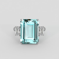 10.09 Ct. Greenish Blue Aquamarine Ring, Platinum 950 1