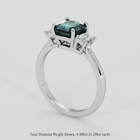 2.05 Ct. Bluish Green Sapphire Ring, Platinum 950 2