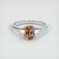 1.64 Ct. Orangish Brown Sapphire Ring, Platinum 950 1