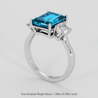 3.99 Ct. Greenish Blue Topaz Ring, 10K White Gold 2