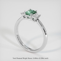 0.78 Ct. Bluish Green Sapphire Ring, 10K White Gold 2