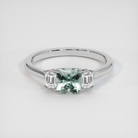 1.04 Ct. Bluish Green Sapphire Ring, 10K White Gold 1