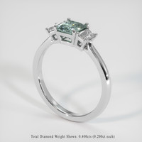 1.04 Ct. Bluish Green Sapphire Ring, 10K White Gold 2