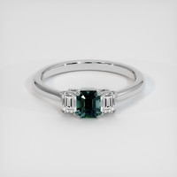 0.74 Ct. Greenish Blue Sapphire Ring, 10K White Gold 1