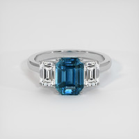 2.93 Ct. Greenish Blue Sapphire Ring, 10K White Gold 1
