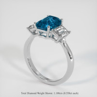 2.93 Ct. Greenish Blue Sapphire Ring, 10K White Gold 2