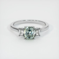 1.20 Ct. Green Sapphire Ring, 10K White Gold 1