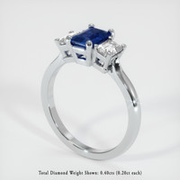 0.69 Ct. Sapphire Ring, 14K White Gold 2