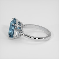 6.02 Ct. Greenish Blue Sapphire Ring, 14K White Gold 4