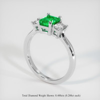 0.70 Ct. Emerald Ring, 18K White Gold 2