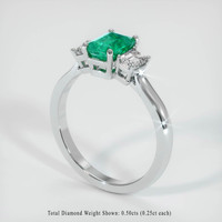 0.88 Ct. Emerald Ring, 18K White Gold 2