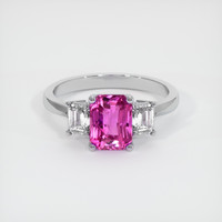 1.72 Ct. Pink Sapphire Ring, 18K White Gold 1