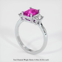 1.72 Ct. Pink Sapphire Ring, 18K White Gold 2