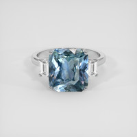 6.02 Ct. Greenish Blue Sapphire Ring, 18K White Gold 1