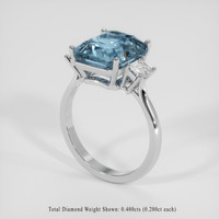 6.02 Ct. Greenish Blue Sapphire Ring, 18K White Gold 2