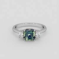 2.05 Ct. Bluish Green Sapphire Ring, 18K White Gold 1