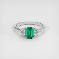 0.75 Ct. Emerald Ring, 18K White Gold 1