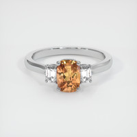 1.71 Ct. Orangish Brown Sapphire Ring, 18K White Gold 1