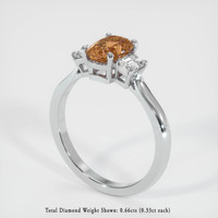 1.71 Ct. Orangish Brown Sapphire Ring, 18K White Gold 2