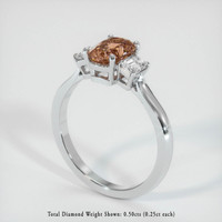 1.64 Ct. Orangish Brown Sapphire Ring, 18K White Gold 2