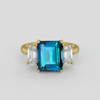 3.99 Ct. Greenish Blue Topaz Ring, 10K Yellow Gold 1