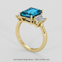 3.99 Ct. Greenish Blue Topaz Ring, 10K Yellow Gold 2