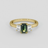1.14 Ct. Yellowish Green Sapphire Ring, 10K Yellow Gold 1