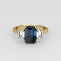 3.06 Ct. Greenish Blue Sapphire Ring, 14K Yellow Gold 1