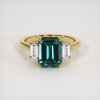 3.83 Ct. Bluish Green Sapphire Ring, 14K Yellow Gold 1