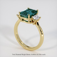 3.83 Ct. Bluish Green Sapphire Ring, 14K Yellow Gold 2